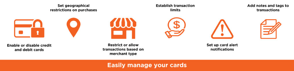 card controls, Card Valet, Card management app, card management option